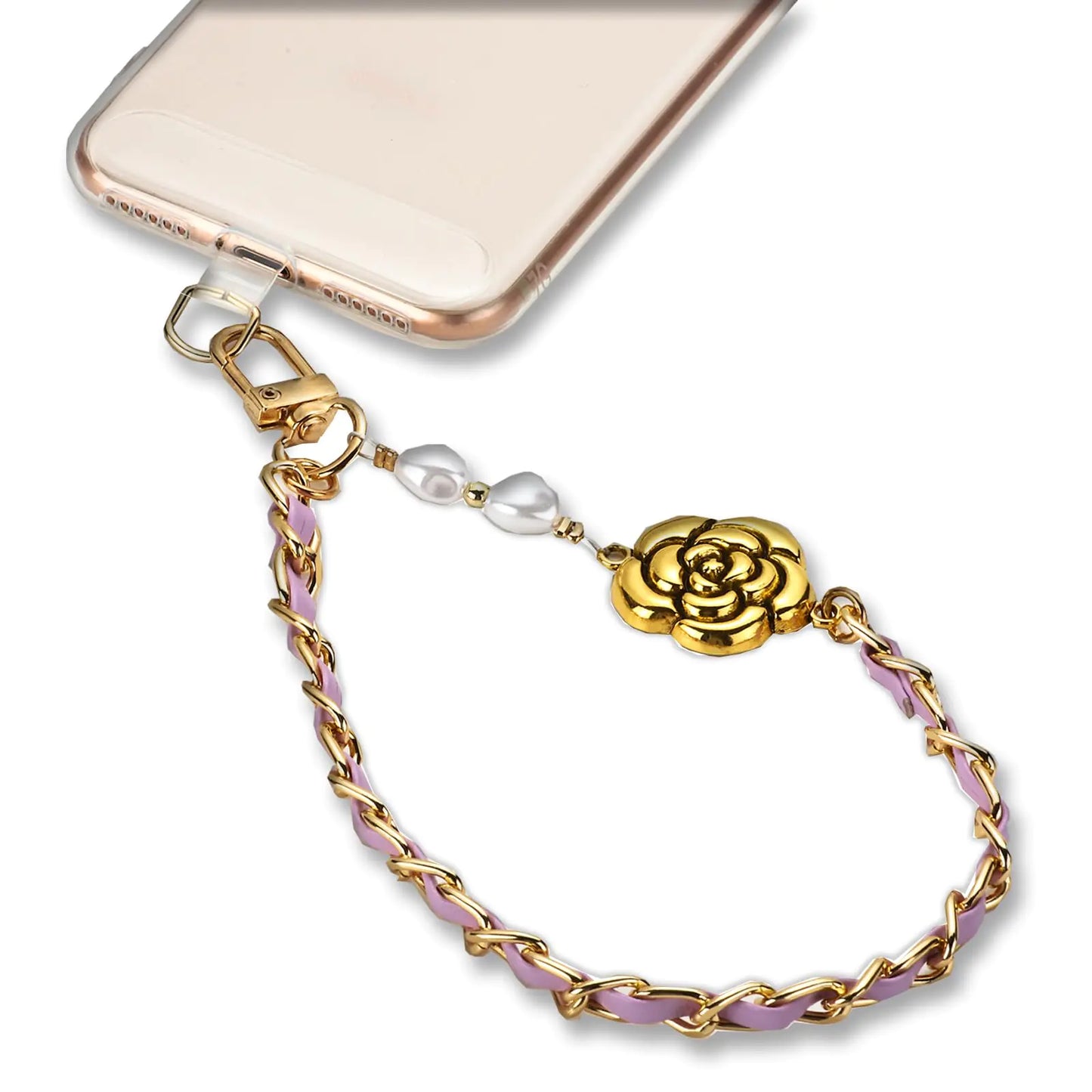 Lfpkixise Phone Charm with Gold Metal ChainDetachable Phone Strap with Tether Tab Hands-Free Wristlet Bracelet Phone Chain Phone Wrist StrapPhone Accessories for Women Cell Phone Lanyard