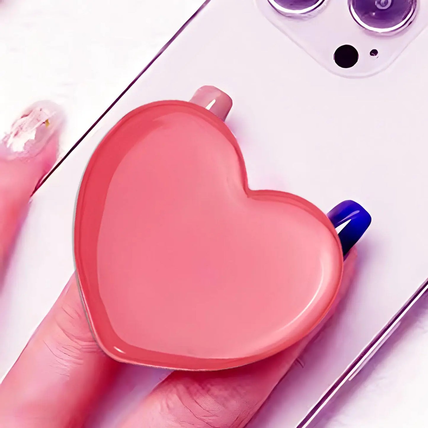 Cute Rose Red Heart-Shaped Phone Grip - Love Handle Phone Grip Large 3D Collapsible Crystal Phone Mount Holder Stand Compatible with Kindle iPhone - Christmas Valentines Gift for Girls Women