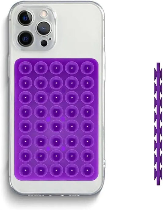 Silicone Suction Cup Phone Case Mount Double Sided Phone Accessories Hands-Free Strong Grip Holder for Selfies and Videos Silicon Phone Stand for iPhone and Android (Purple)