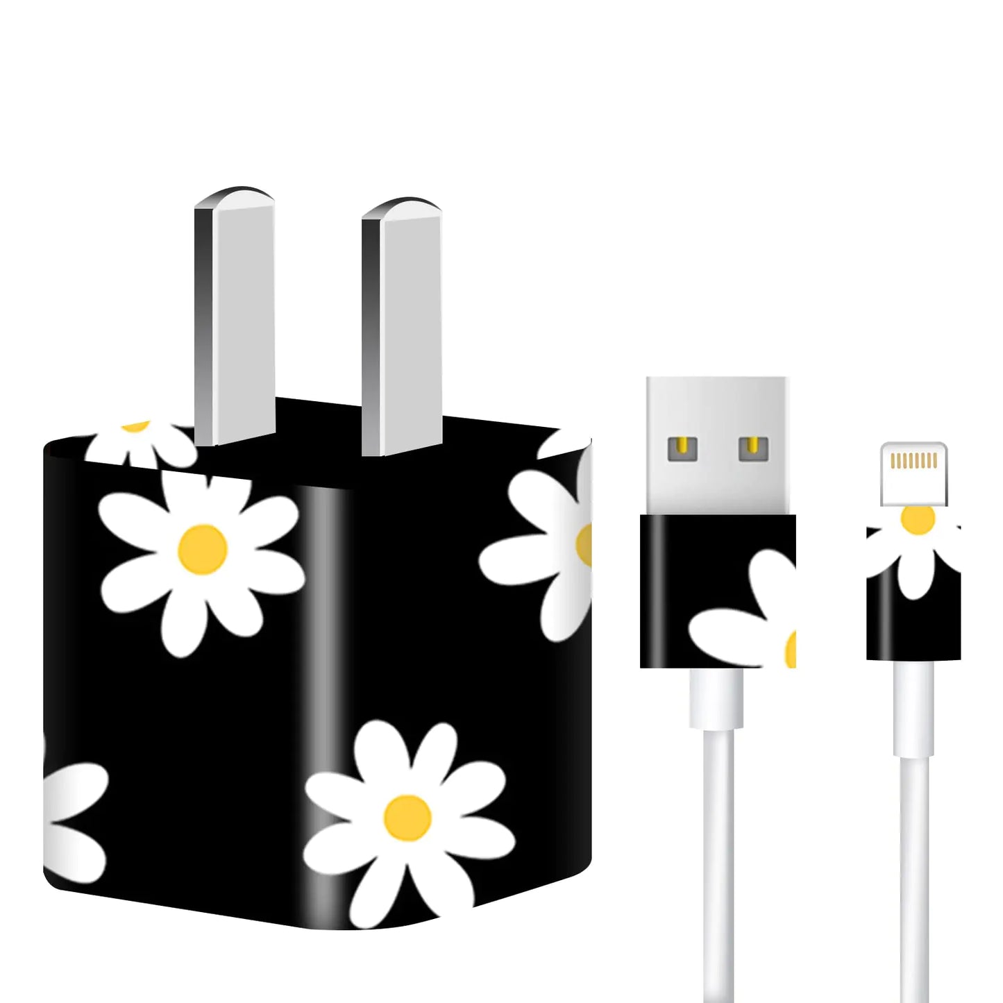Charger Skin Charger Decal Wrap Compatible with iPhone 5W Charger Wall Charger Stickers Daisies