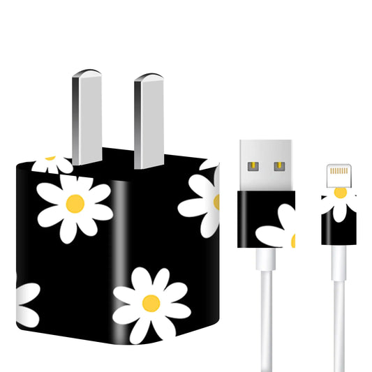 Charger Skin Charger Decal Wrap Compatible with iPhone 5W Charger Wall Charger Stickers Daisies
