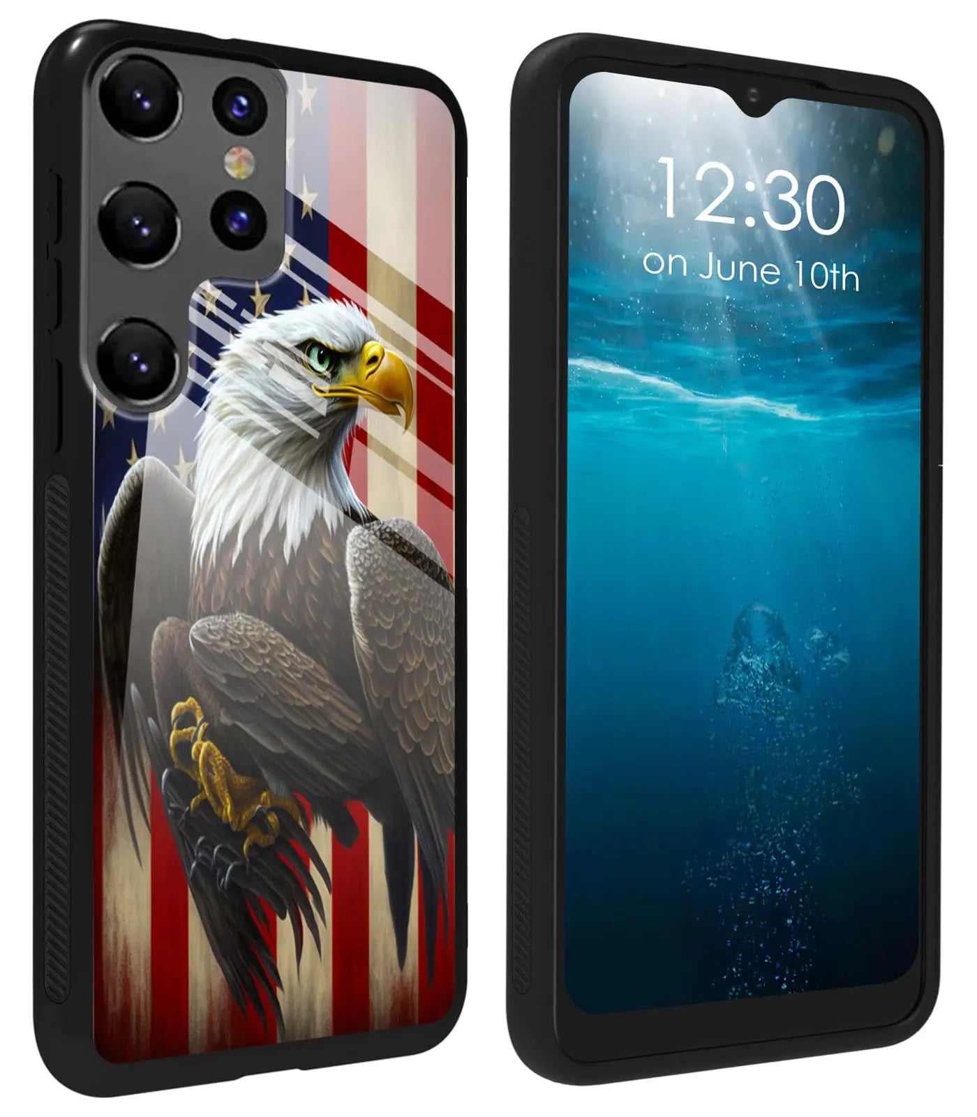 Samsung Galaxy S23 Ultra Case with Cute American Flag Eagle Pattern Design Printed Glass Back Case Slim Soft TPU Shock Protective Phone Case for Samsung Galaxy S23 Ultra 5G 6.8 inch 2023