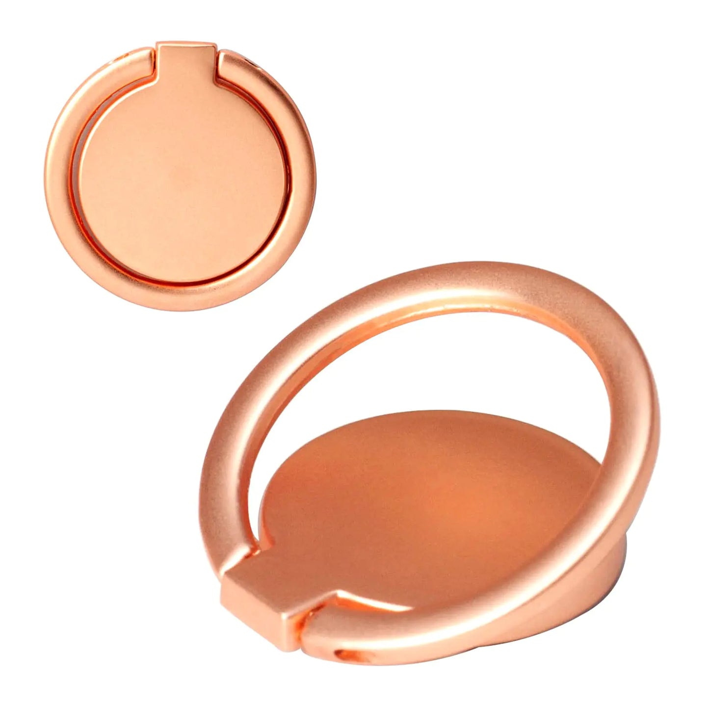 [2 Pack] Small Round Matte Finish Cell Phone Ring Holder Stand360 Degree Rotation and 180 Degree Adjustable Finger Ring Kickstand with Frosted Metal Phone Grip (Rose Gold)