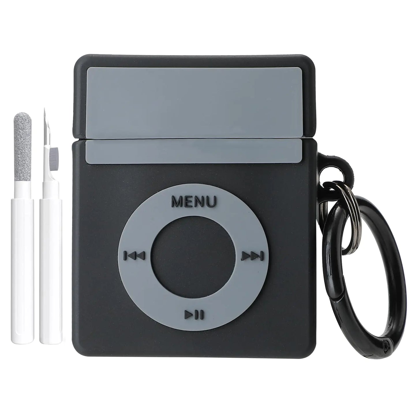 Maxjoy for Airpod 2nd Generation Case Classic MP3 Design Kawaii Fun Cool Unique Stylish Case with Cleaner kit Cute Soft Silicone Funny Air Pods Cases Cover for Airpods 1st/2nd Black