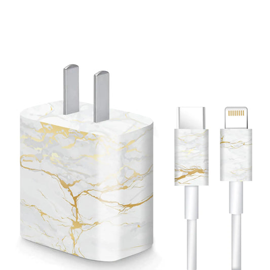 Charger Skin Charger Decal Wrap Compatible with iPhone 18W / 20W Charger Wall Charger Stickers Marble