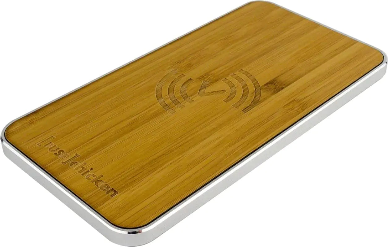 Gravity Premium Wireless Charger Qi-Certified 10W Max Fast Wireless Charging Pad Compatible Apple iPhone Galaxy Google Android Smartphone AirPod Buds (Bamboo Base) Brown Silver