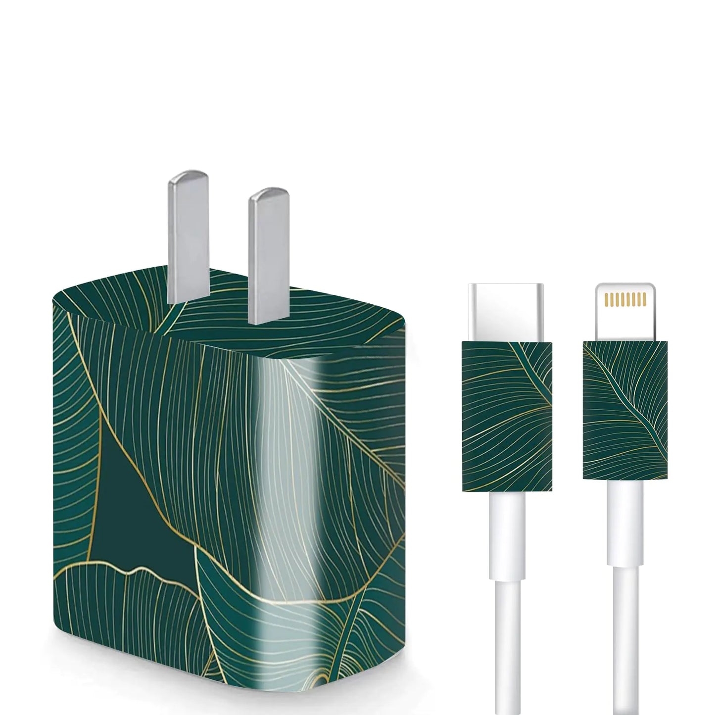 Charger Skin Charger Decal Wrap Compatible with iPhone 18W / 20W Charger Wall Charger Stickers Green Aesthetic
