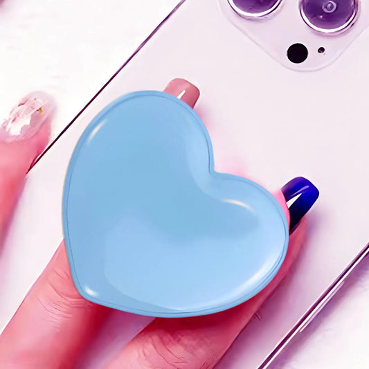 Cute Heart-Shaped Phone Grip - Sky Blue Love Handle Phone Grip Large 3D Collapsible Crystal Phone Mount Holder Stand Compatible with Kindle iPhone - Christmas Valentines Gift for Girls Women
