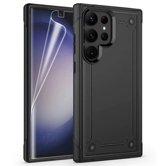 Samsung Galaxy S23 Ultra Case Shockproof Protective Phone Case Cover + Soft TPU Screen Protector for Samsung Galaxy S23 Ultra (6.8" 2023) [Black]