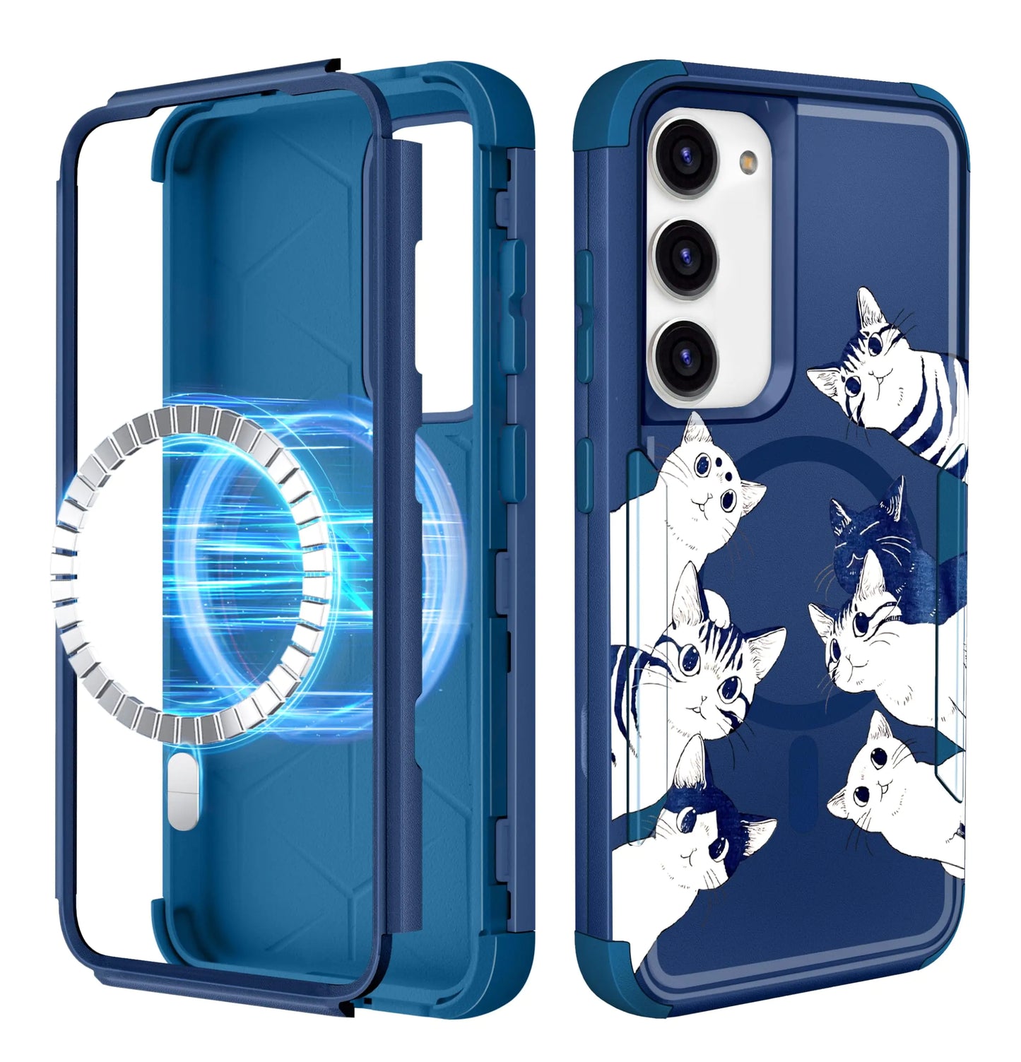 Samsung Galaxy S24 Plus Case - [Compatible with MagSafe] Women Girls Cute Magnetic Protective Phone Cover Cats Kawaii Girly Heavy Duty Shockproof Funda for Samsung S24+ Plus Cases