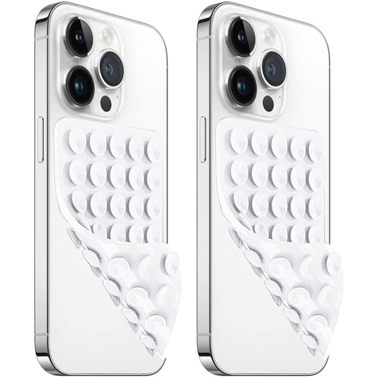 AZXYI 2 Pack Silicone Suction Cup Phone Case Mount Double Sided Non Slip Phone Accessories for Cellphone Hands-Free Strong Grip Silicon Phone Holder for Selfies and Videos (White)